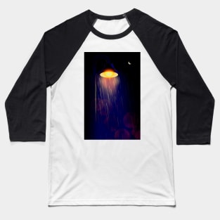 Rainy Day Streetlight Baseball T-Shirt